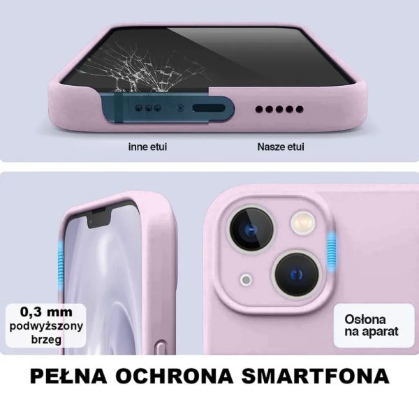 etui do iphone 13 silikonowe z mikrofibrą premium soft touch, lawendowy fioletowy