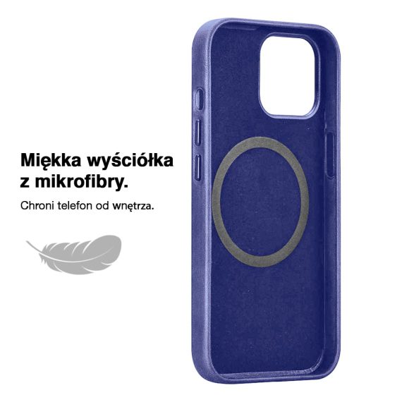 etui do iphone 14 plus business leather magsafe wbudowany mocny magnes, trwałe, niebieski