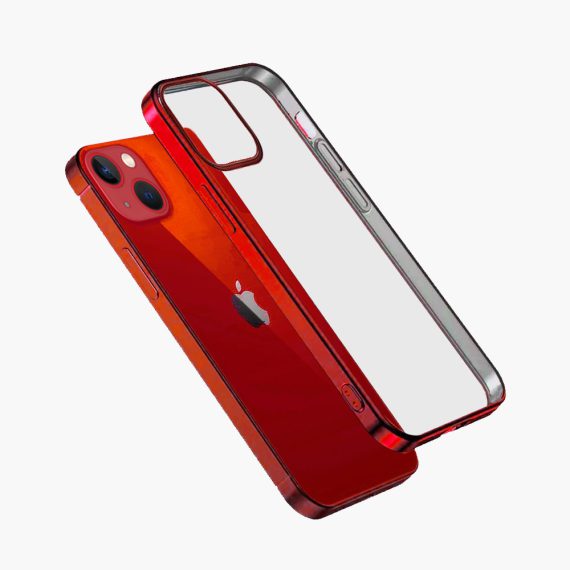 etui do iphone 14 premium red frame przezroczyste, czerwona ramka