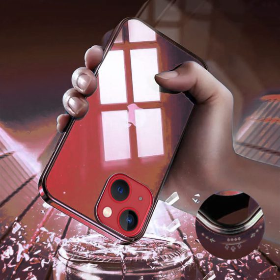 etui do iphone 14 premium red frame przezroczyste, czerwona ramka