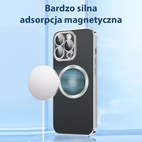 etui do iphone 14 pro magsafe luxury protect przeźroczyste, szklana ochrona kamery, czarny