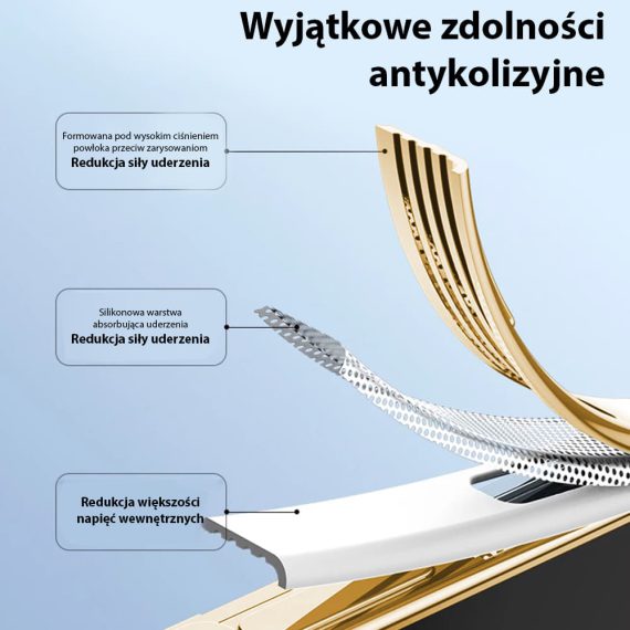 etui do iphone 14 pro magsafe luxury protect przeźroczyste, szklana ochrona kamery, złote