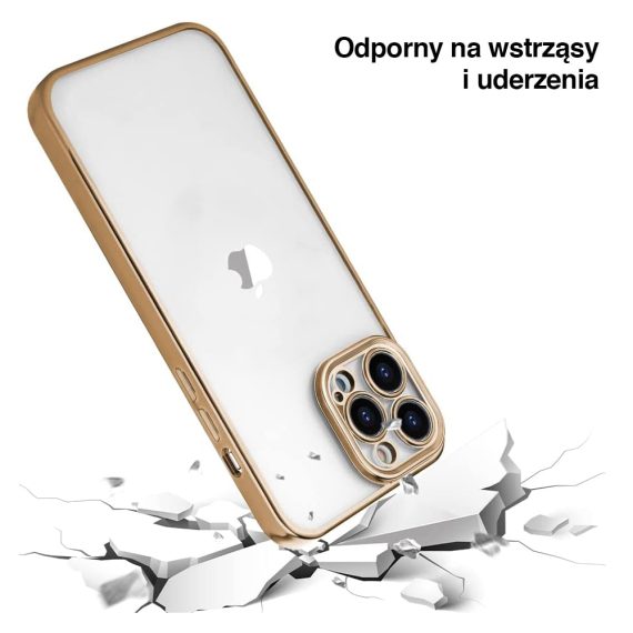etui do iphone 14 pro max gold limited edition przeźroczyste sulada oryginal, złoty