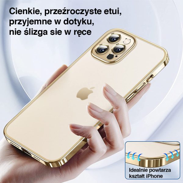 etui do iphone 14 pro max gold limited edition przeźroczyste sulada oryginal, złoty