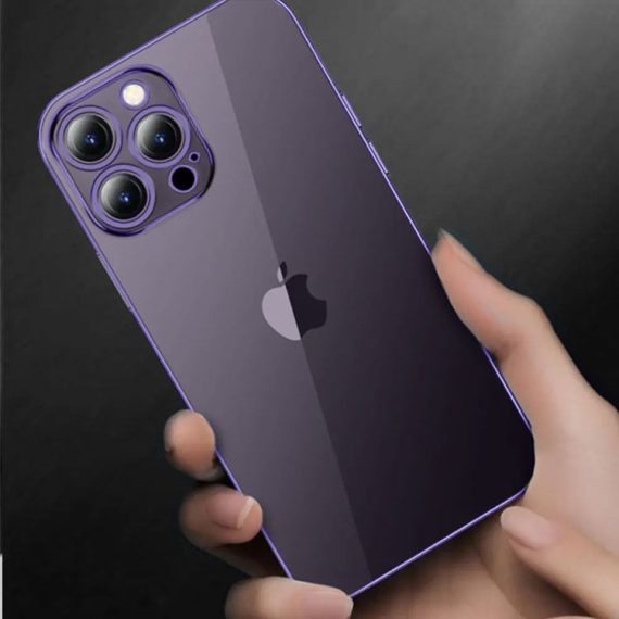 etui do iphone 14 pro max premium protect ze szklaną osłoną kamery 9h purpurowy