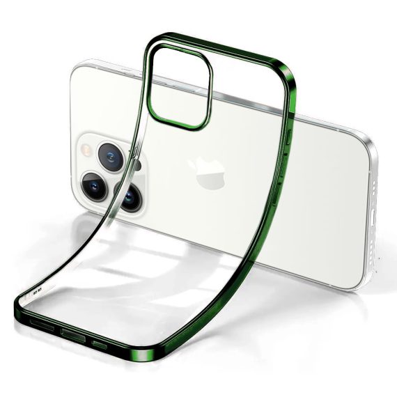 etui jetech ochronne do iphone 14 pro przeźroczysty tył hd zielony kolor ramki