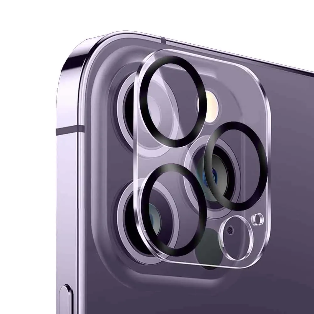 iPhone 14 Pro pełne szkło hartowane z pierścieniem na cały aparat, kamerę