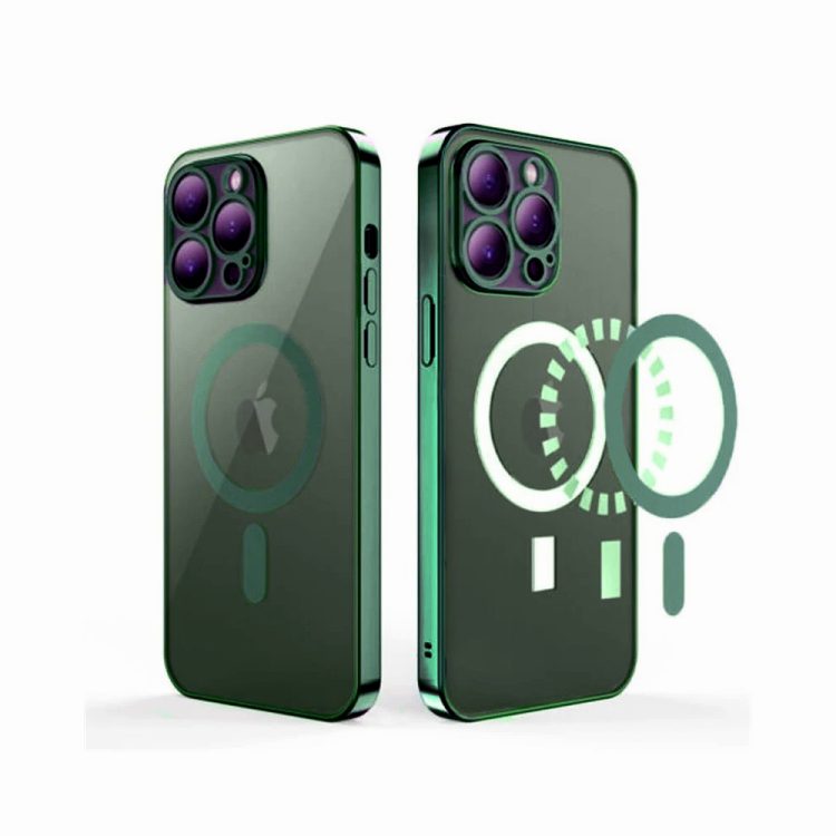etui do iphone 13 pro max premium green magsafe z osłoną kamery, zielone alpejska zieleń