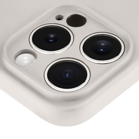 Etui do iPhone 14 Pro Max silikonowe z mikrofibrą soft touch, kremowe - nowe (6)