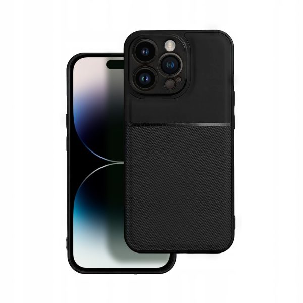 etui do iphone 14 pro biznesowe z karbonem, wytrzymałe z osłoną na aparat, czarne