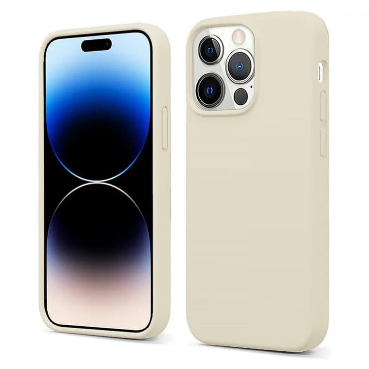 etui do iphone 14 pro max silikonowe z mikrofibrą soft touch, antyczna biel