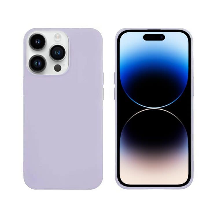 etui do iphone 14 pro silikonowe z mikrofibrą soft touch, fioletowe liliowe