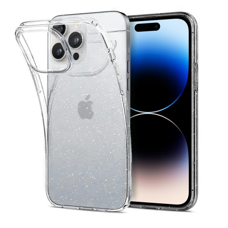 etui do iphone 14 pro z brokatem, ochronne cienkie przeźroczyste glitter