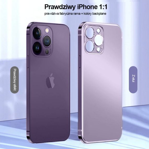 etui do iphone 13 pro luxury skin protect cienkie, metalowa ramka, czarny tył (kopia)