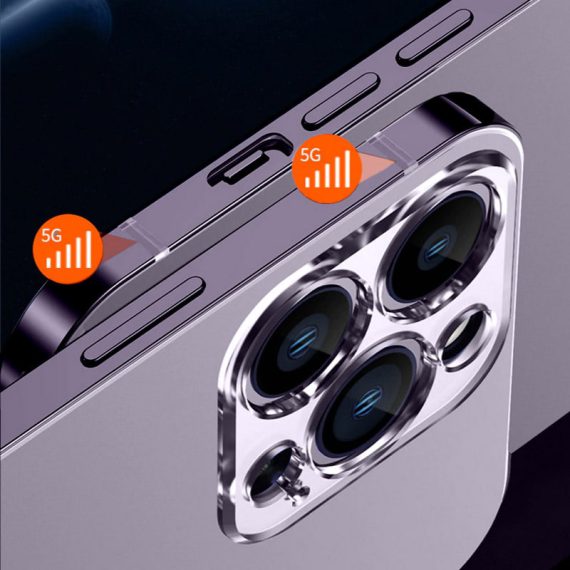 etui do iphone 13 pro luxury skin protect cienkie, metalowa ramka, czarny tył (kopia)