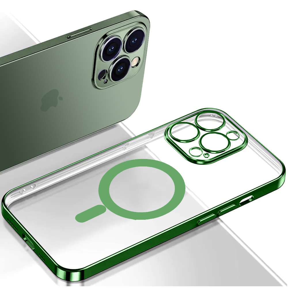 etui do iphone 13 pro max premium green magsafe z osłoną kamery, zielone