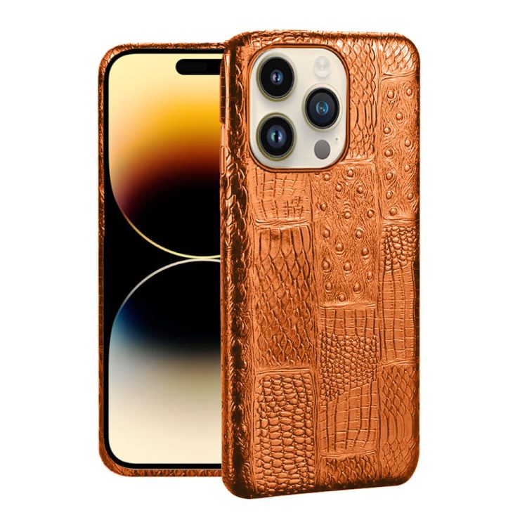 etui do iphone 14 pro eleganckie luksusowe skórzane brązowe