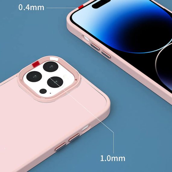 etui do iphone 14 pro max camera satynowe silikonowe, różowe