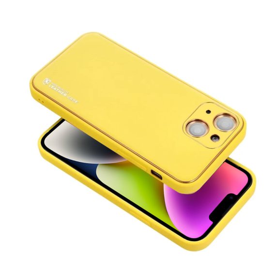 etui do iphone 14 pro max elegancka skóra z ochroną aparatu, szafranowy żółty (kopia)