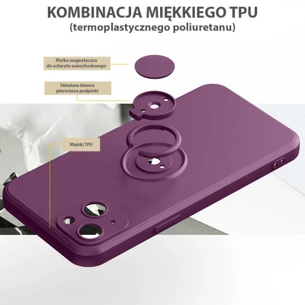 etui do iphone 14 pro max magnetic ring matowe nie widać śladów, uchwyt magnetyczny 360° fioletowy (kopia)