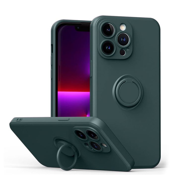 etui do iphone 14 pro max magnetic ring matowe nie widać śladów, uchwyt magnetyczny 360° zielony