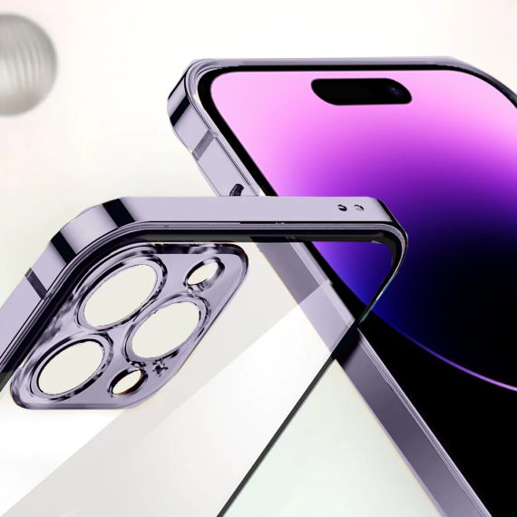 Etui do iPhone 14 Pro Max Purple Elite Skin ultra cienkie, krystalicznie czyste z ramką, purpurowe