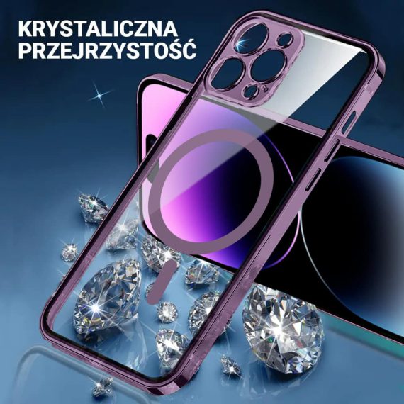 etui do iphone 14 pro max purple elite skin ultra cienkie, krystalicznie czyste z ramką, purpurowe (kopia)
