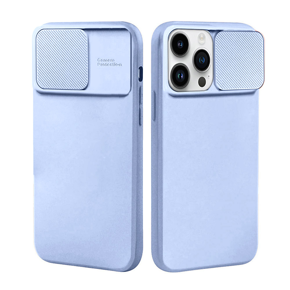 Etui do iPhone 14 Pro Max Silicone Camera Cover, ruchoma osłona kamery, błękitne