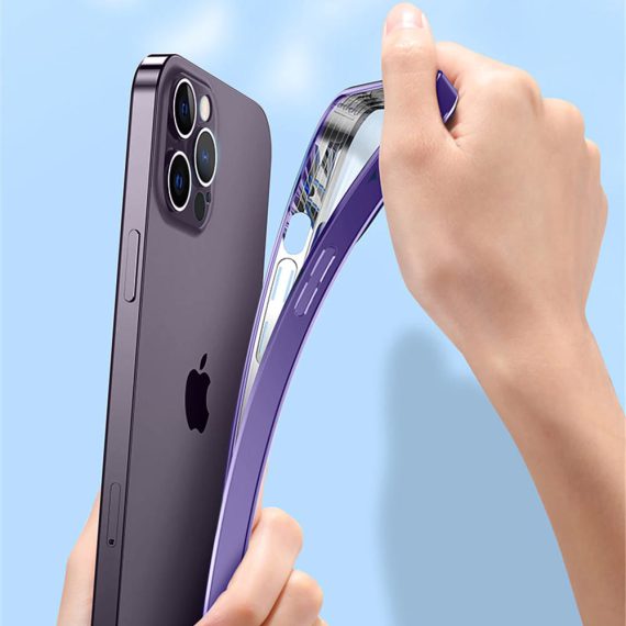 etui do iphone 14 pro max złote premium violet magsafe z osłoną kamery
