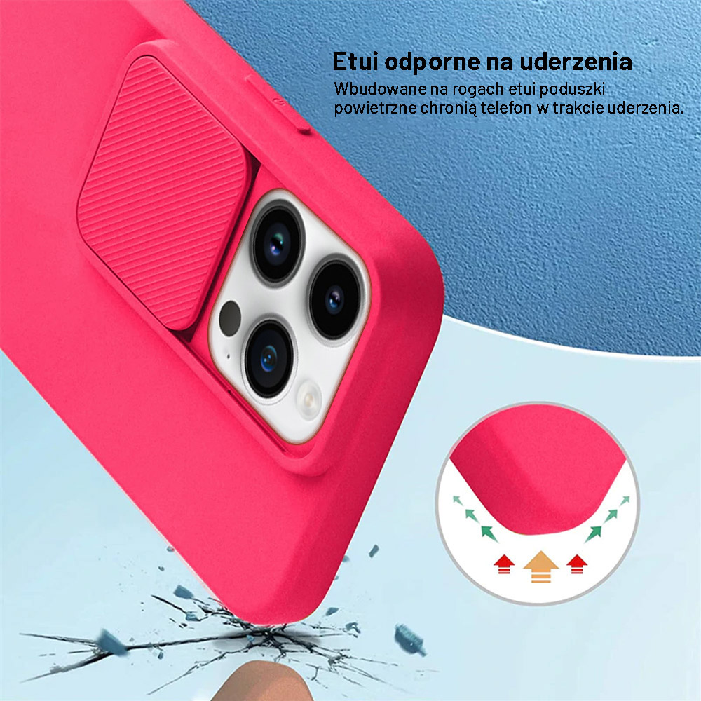 etui do iphone 14 pro silicone camera cover, przesuwana osłona kamery, czerwone (kopia)
