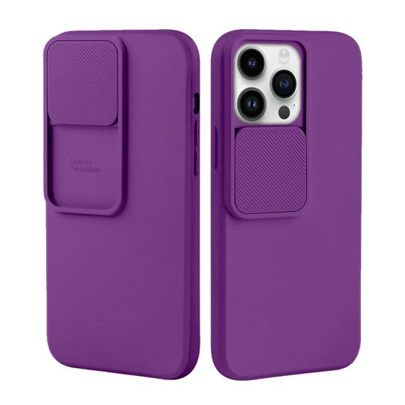 etui do iphone 14 pro silicone camera cover, ruchoma osłona kamery, fioletowe (kopia)