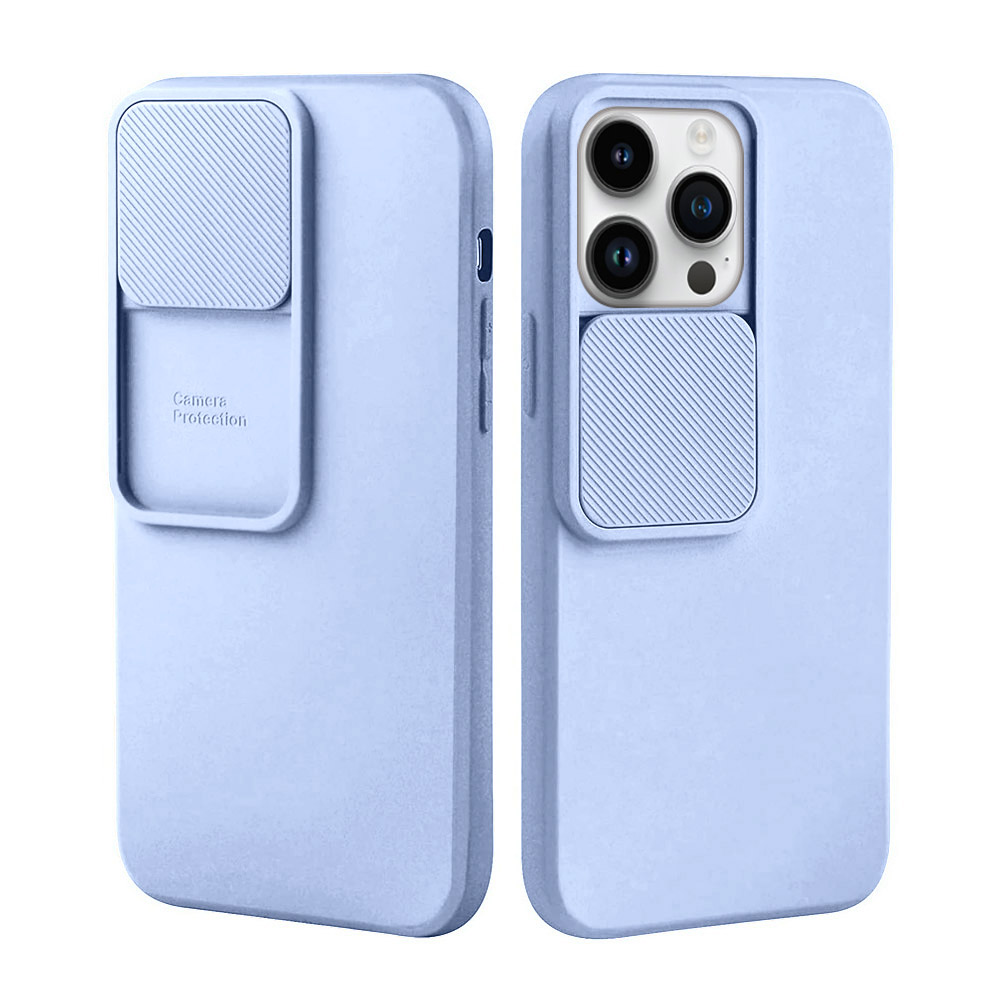 Etui do iPhone 14 Pro Silicone Camera Cover, ruchoma osłona kamery, błękitne