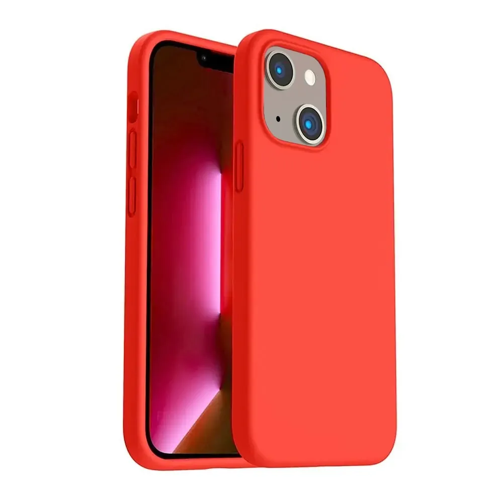 Etui do iPhone 14 silikonowe z mikrofibrą premium soft touch, grapefruit