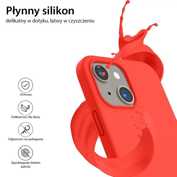 etui do iphone 14 pro silikonowe z mikrofibrą premium soft touch, grapefruit (kopia)