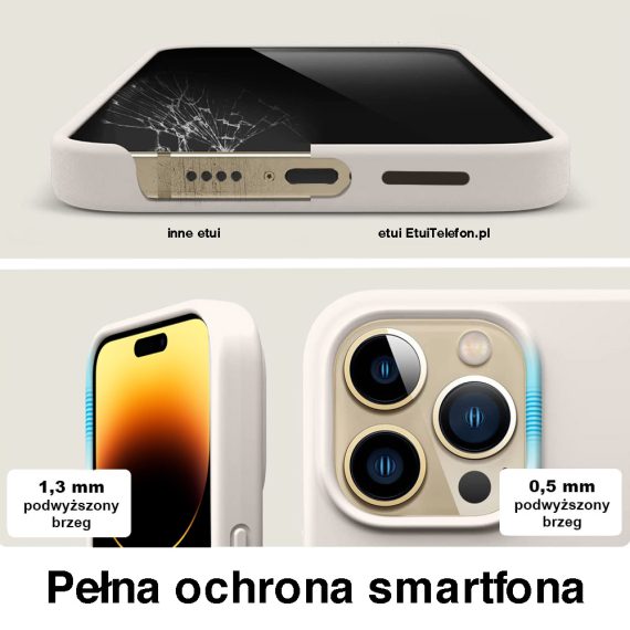 etui do iphone 14 pro silikonowe z mikrofibrą premium soft touch kamień polny