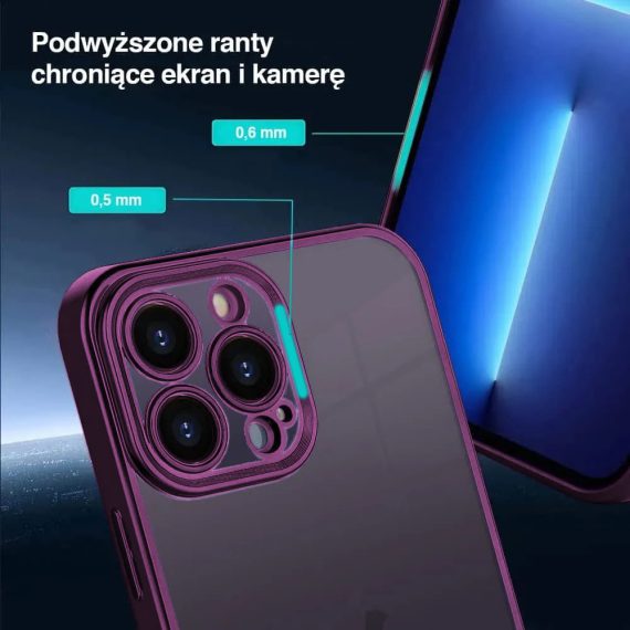 etui do iphone 14 pro violet limited edition przeźroczyste sulada oryginal, purpurowy