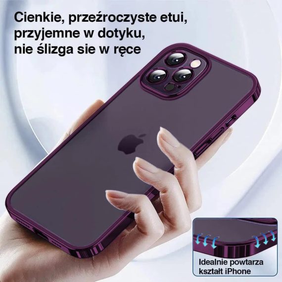 etui do iphone 14 pro violet limited edition przeźroczyste sulada oryginal, purpurowy