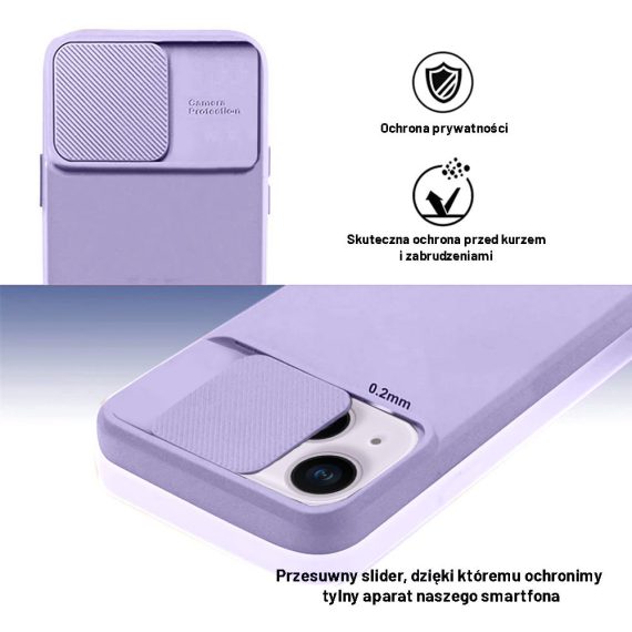 etui do iphone 14 silicone camera cover, ruchoma osłona kamery, czerwone (kopia)