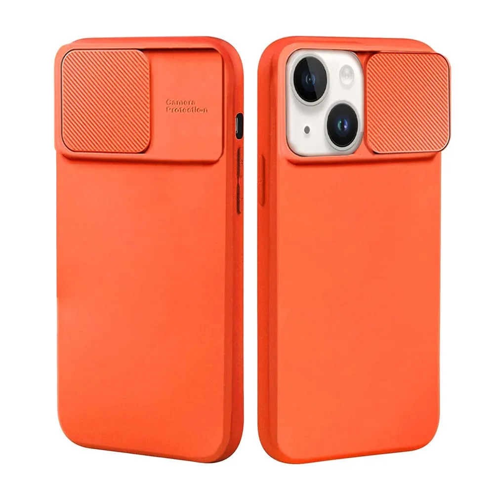 Etui do iPhone 13 Silicone Camera Cover, ruchoma osłona kamery, pomarańczowe