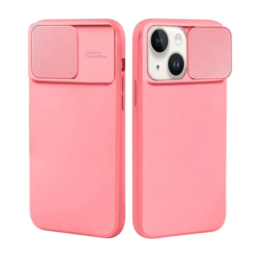 Etui do iPhone 14 Plus Silicone Camera Cover, ruchoma osłona kamery, różowe