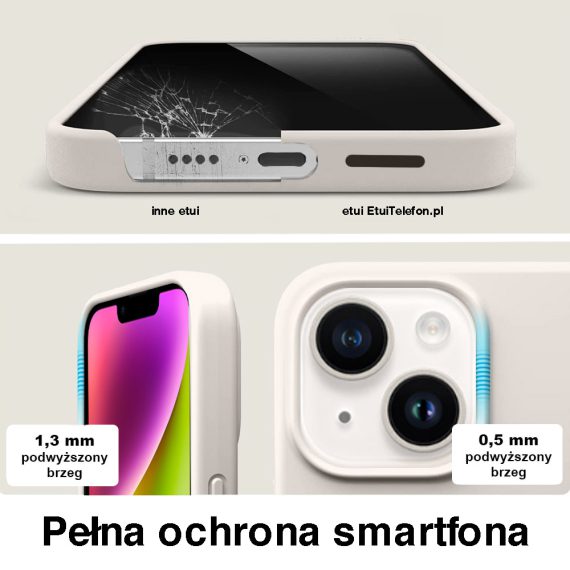 etui do iphone 14 silikonowe z mikrofibrą premium soft touch kamień polny