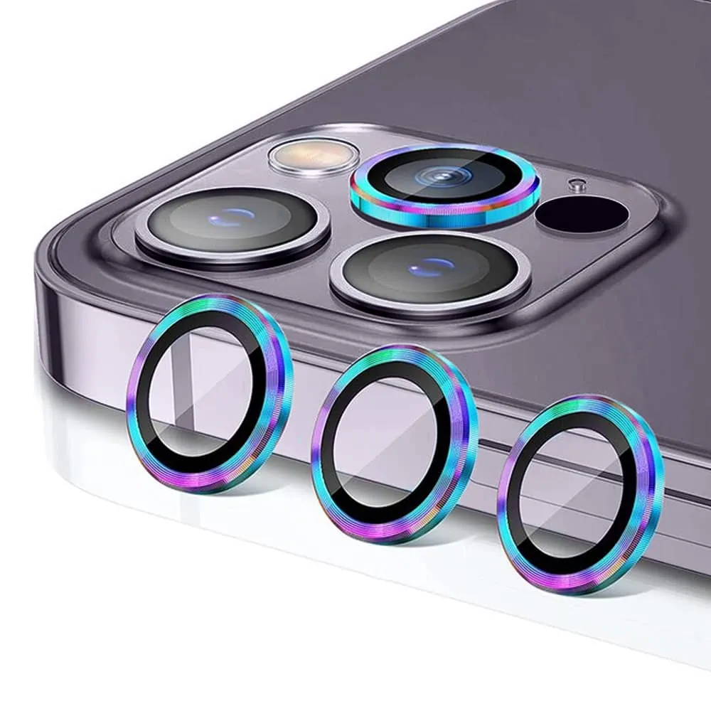 Metalowa osłona obiektywów szkło na aparat iPhone 14 Pro fioletowy kameleon