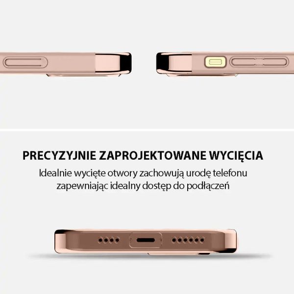 etui do iphone 12 pro eleganckie cienkie ze zdobieniami i widocznym logo różowe złoto (kopia)