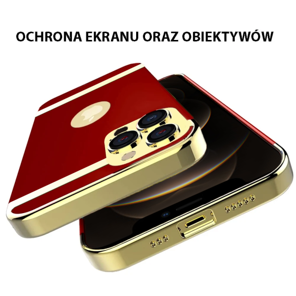 etui do iphone 12 eleganckie cienkie ze zdobieniami i widocznym logo czerwone (kopia)