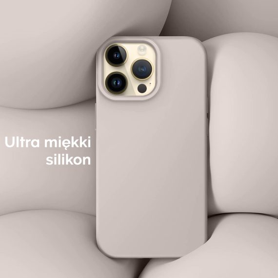 etui do iphone 14 pro silikonowe z mikrofibrą premium soft touch kawa z mlekiem