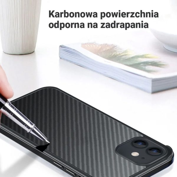 etui do iphone 12 sulada luxury carbon protect bumper, półprzeźroczyste, czarne