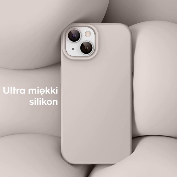Etui do iPhone 14 silikonowe z mikrofibrą premium soft touch, kawa z mlekiem
