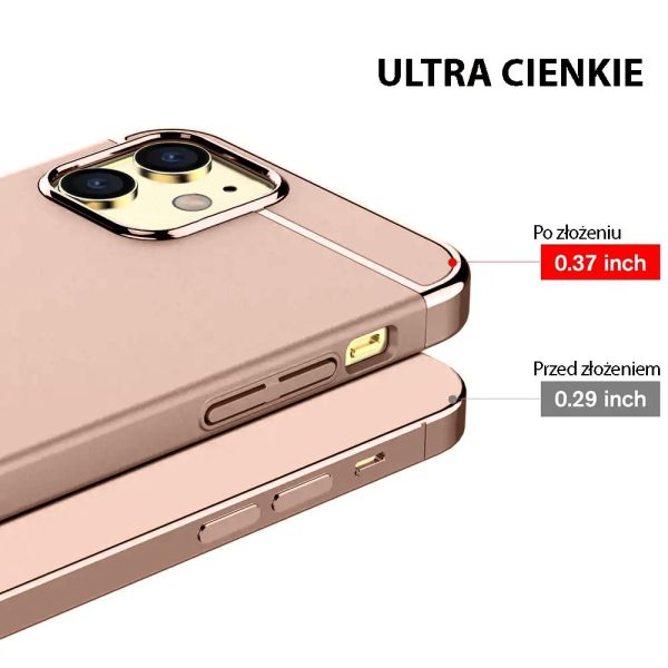 etui do iphone 12 pro eleganckie cienkie ze zdobieniami i widocznym logo różowe złoto (kopia)