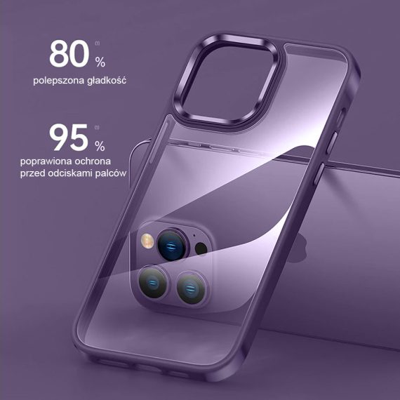 etui do iphone 14 pro elegant hybrid color, szklany tył, głęboka purpura