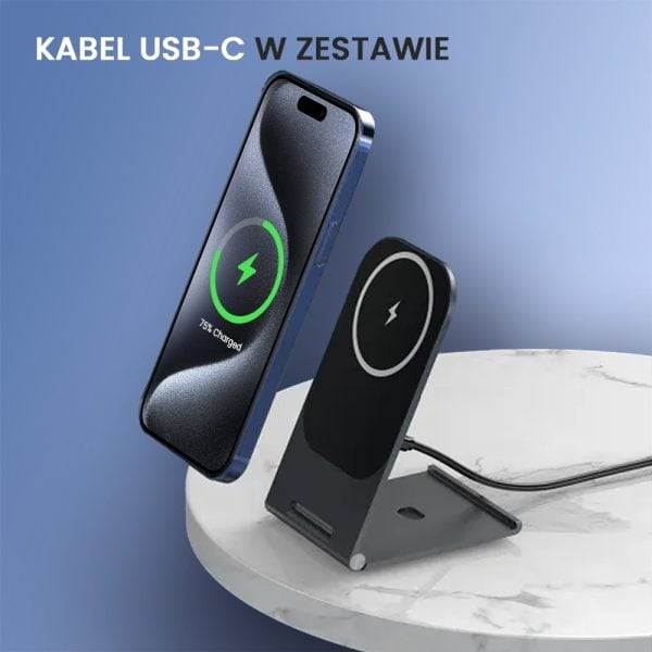 bezprzewodowa ładowarka indukcyjna z magsafe, rozkładana podstawka, szybkie ładowanie